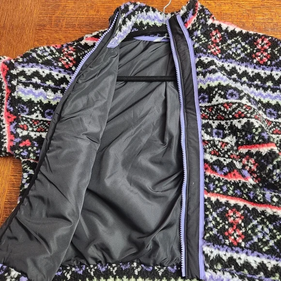 DSG Cozy Fleece Full Zip Jacket Funky Fair Isle Pattern Girls Medium (10-12) NWT - Picture 4 of 14